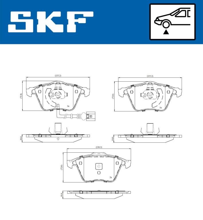 Jeu de 4 plaquettes de frein SKF ref. VKBP 80763 E